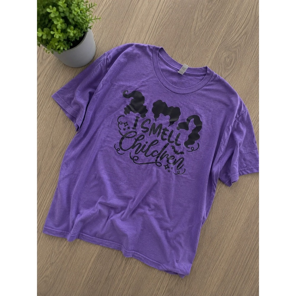 Next Level Hocus Pocus I Smell Children Purple Graphic Tee Shirt Large
